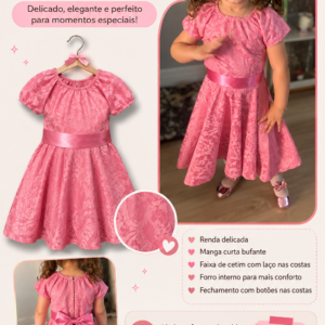 Vestido de Festa Rosa tam 6